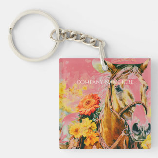 vintage horse wearing cowboy hat keychain