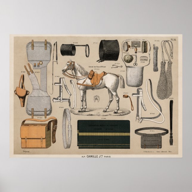 Vintage horseback riding equipment (1890) poster (Front)
