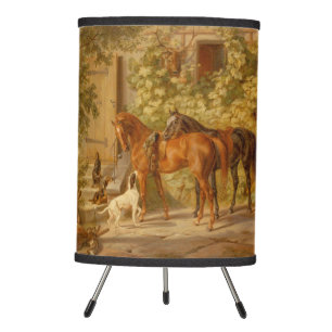 Vintage Horses at the Porch Albrecht Adam Tripod Lamp