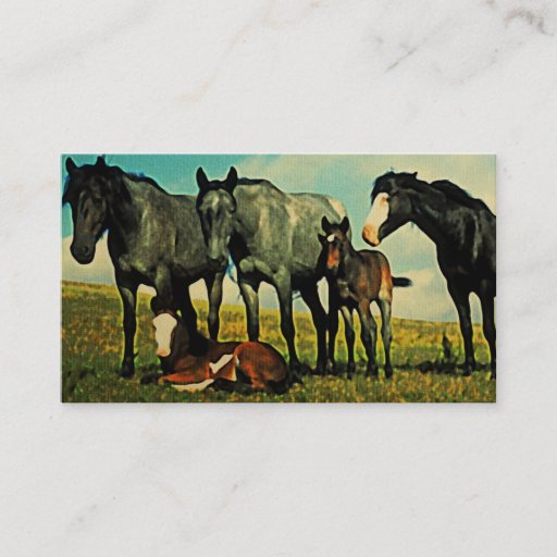 Customizable Vintage Horses Business Cards