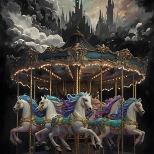 Vintage horses Carousel Decoupage paper. Tissue Paper