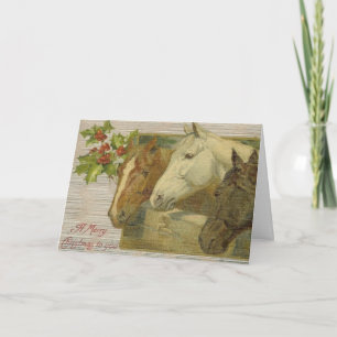 Vintage Horses Christmas Greeting Card