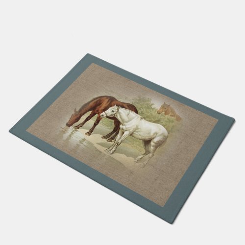 Vintage Horses Country Farm and Pets Doormat