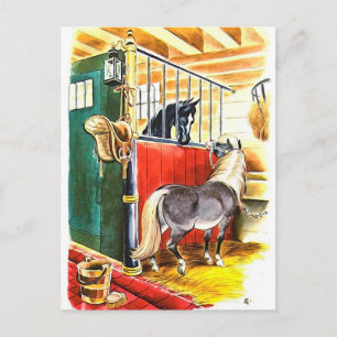 Vintage Horses Equestrian Postcard