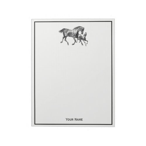 Vintage Horses Mother Baby Foal Notepad