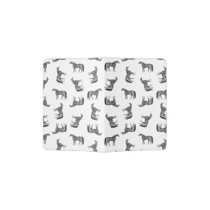 Vintage Horses Pattern Black & White Antique Horse Passport Holder