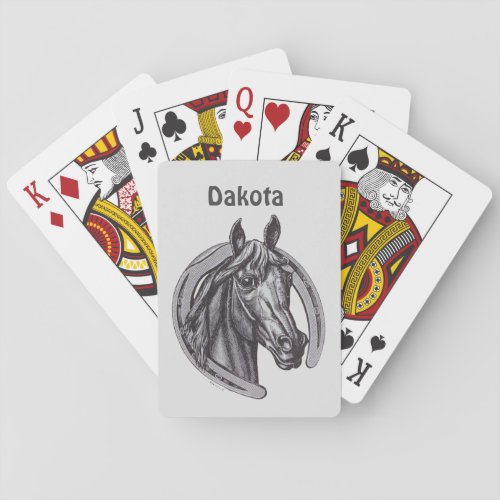 Vintage Horseshoe Sketch Black and White Horse Poker Cards
