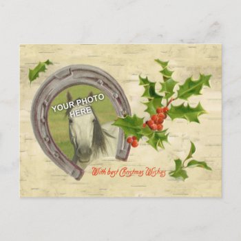 Vintage Horseshoe W/holly Leaves & Berries Frame Postcard by gilmoregirlz at Zazzle