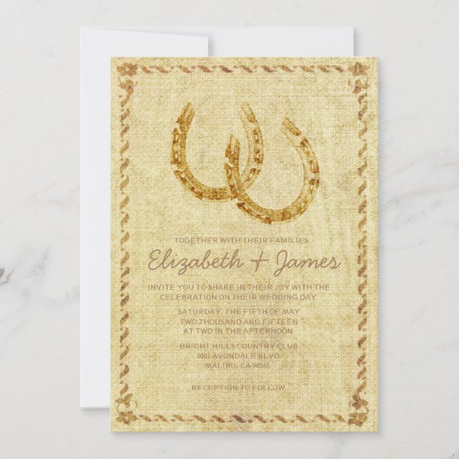 Vintage Horseshoe Wedding Invitations (Front)