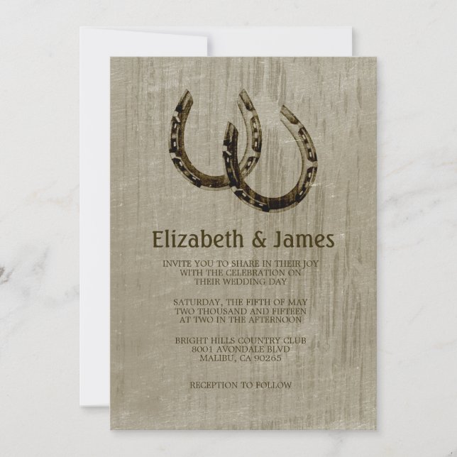 Vintage Horseshoes Wedding Invitations (Front)