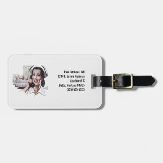 Vintage Hospital Nurse on Telephone Personalized Luggage Tag