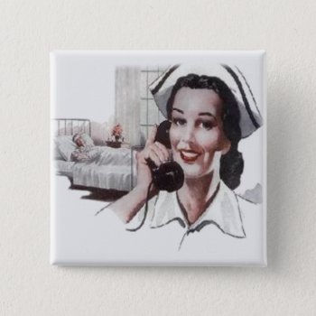 Vintage Hospital Ward Nurse On Telephone Button by Medical_Art at Zazzle