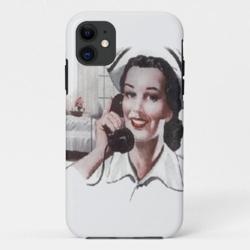 Vintage Hospital Ward Nurse on Telephone iPhone 11 Case