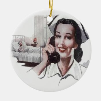 Vintage Hospital Ward Nurse On Telephone Ceramic Ornament by Medical_Art at Zazzle