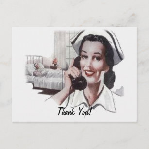 Vintage Hospital Ward Nurse on Telephone Postcard