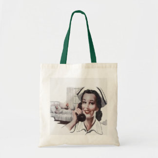 Vintage Hospital Ward Nurse on Telephone Tote Bag