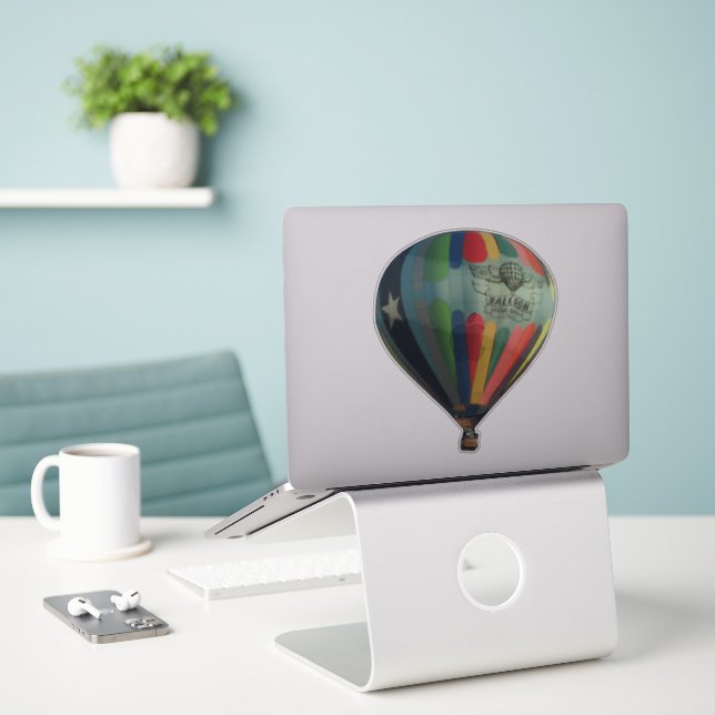 Vintage Hot Air Balloon - Adventure Sticker (Laptop On Desk)