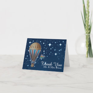 Vintage Hot air Balloon at Night Wedding Thank You Card