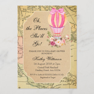 Vintage Hot Air Balloon Baby Shower invitation