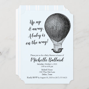 Vintage Hot Air Balloon Baby Shower Invitation