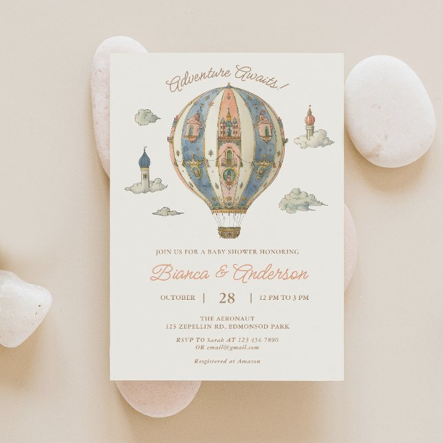 Vintage Hot Air Balloon Baby Shower Invitation 2 (Creator Uploaded)