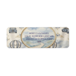 Vintage Hot Air Balloon Baby Shower Return Address Label