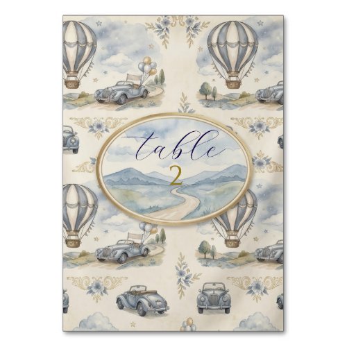 Vintage Hot Air Balloon Baby Shower Table Number