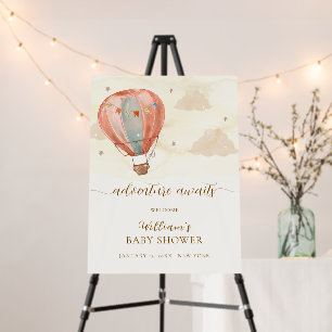 Vintage Hot Air Balloon Baby Shower Welcome Sign