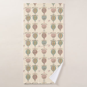 Vintage Hot Air Balloon Bath Towel
