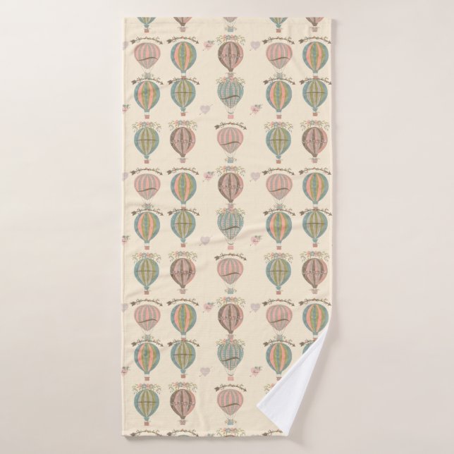 Vintage Hot Air Balloon Bath Towel (Bath Towel)