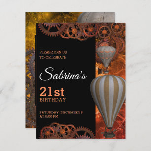 Vintage Hot Air Balloon Birthday Invitation