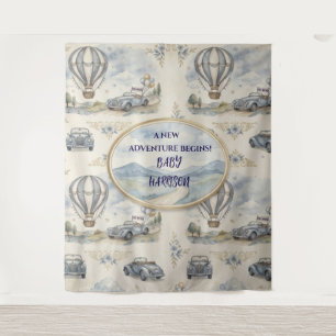 Vintage Hot Air Balloon Boy Baby Shower Backdrop