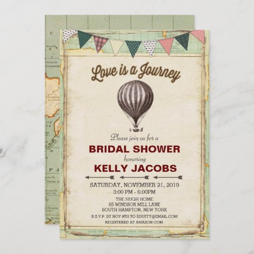 Vintage Hot Air Balloon Bridal Shower Invitation