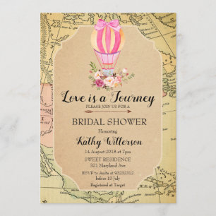 Vintage Hot Air Balloon Bridal Shower Invitation