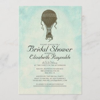 Vintage Hot Air Balloon Bridal Shower Invitations by topinvitations at Zazzle