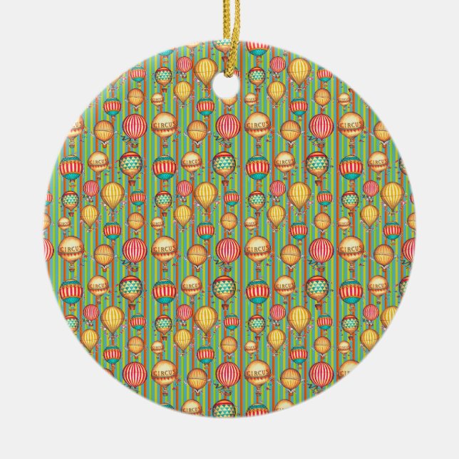 Vintage Hot Air Balloon Ceramic Ornament (Front)