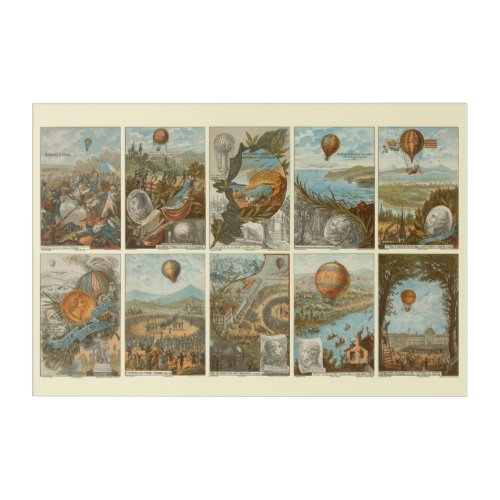 Vintage Hot Air Balloon Collecting Cards Pattern Acrylic Print