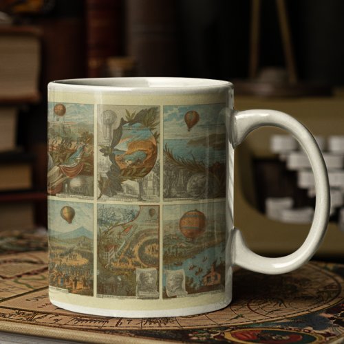 Vintage Hot Air Balloon Collecting Cards Pattern Coffee Mug