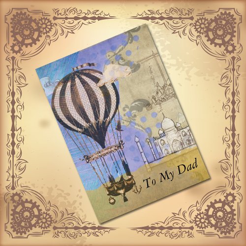 Vintage Hot Air Balloon Fathers Day Collage Card