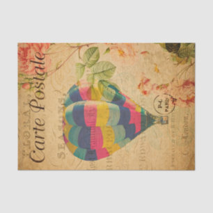 Vintage Hot air balloon Floral Flowers French Tissue Paper
