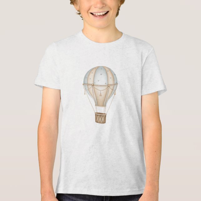 Vintage Hot Air Balloon Illustration Tri-Blend Shirt (Front)