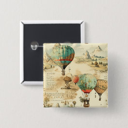 Vintage Hot Air Balloon in a Serene Landscape (10) Button