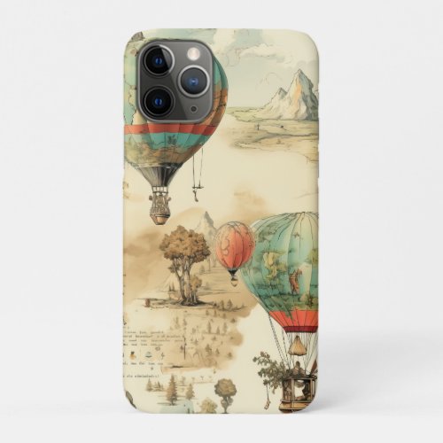Vintage Hot Air Balloon in a Serene Landscape 10 iPhone 11 Pro Case
