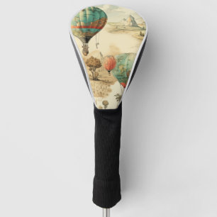 Vintage Hot Air Balloon in a Serene Landscape (10) Golf Head Cover