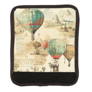 Vintage Hot Air Balloon in a Serene Landscape (10) Luggage Handle Wrap