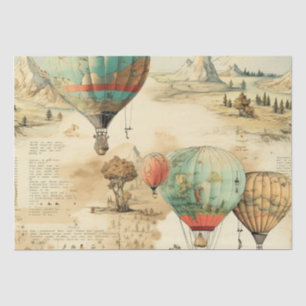 Vintage Hot Air Balloon in a Serene Landscape (10) Tissue Paper