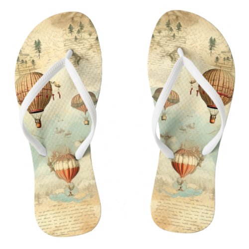 Vintage Hot Air Balloon in a Serene Landscape 11 Flip Flops