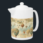 Vintage Hot Air Balloon in a Serene Landscape (11) Teapot<br><div class="desc">Share the beauty and joy of exploration with this hot air balloon teapot. It's a tribute to the boundless spirit of adventure,  perfect for those who appreciate the beauty of the journey. Order yours now!</div>