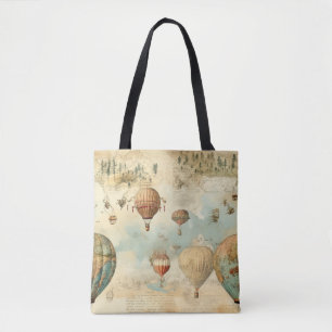 Vintage Hot Air Balloon in a Serene Landscape (11) Tote Bag