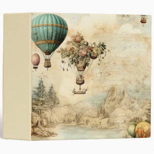 Vintage Hot Air Balloon in a Serene Landscape (1) 3 Ring Binder